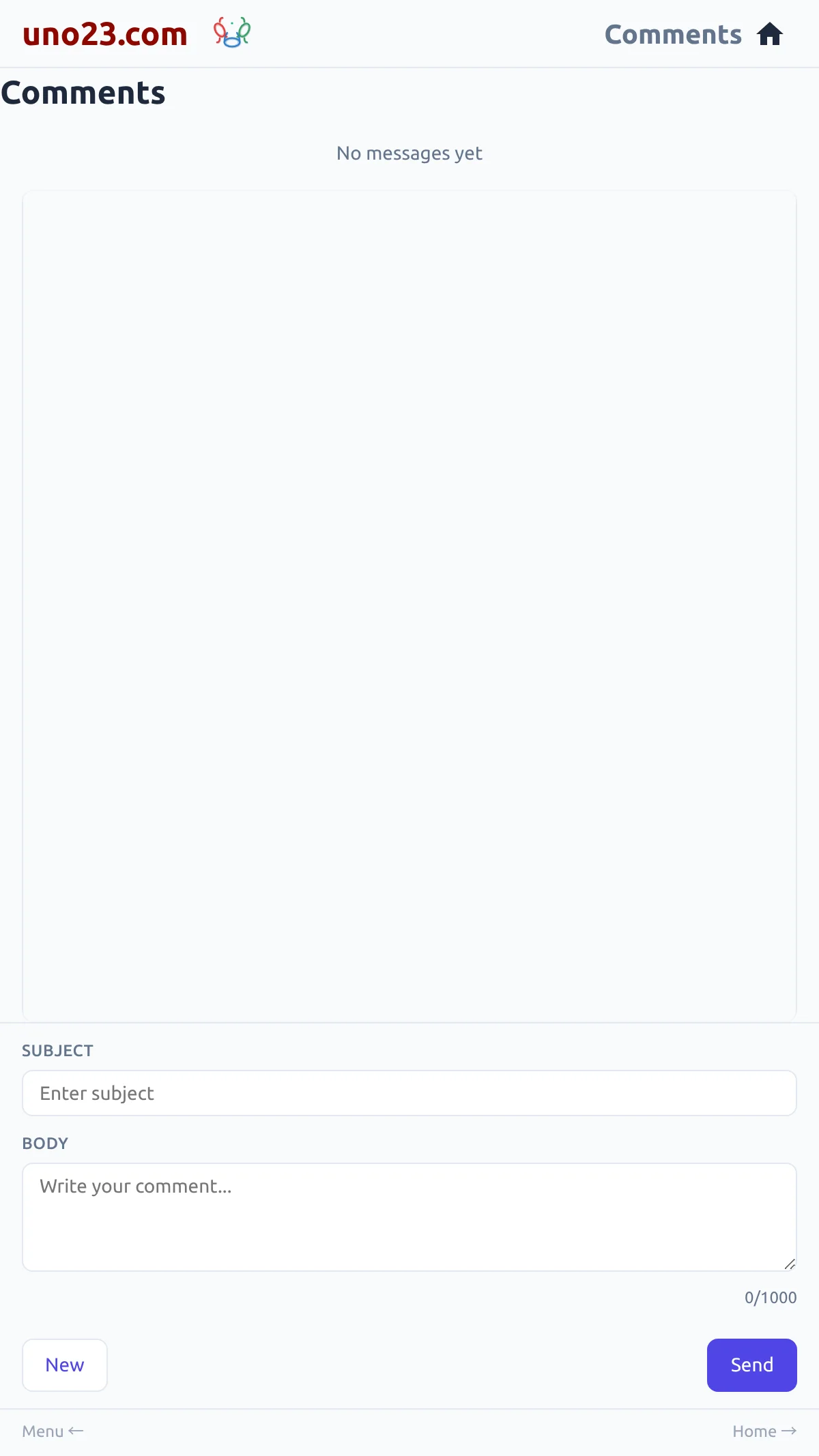 Comments 💬 — a screen from the uno23.com app